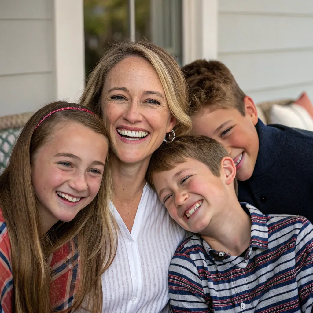 Emily smiling with her family