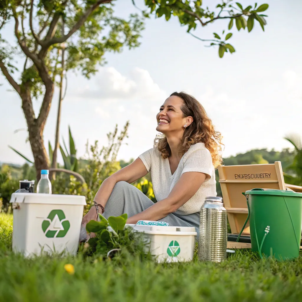Happy woman in an eco-friendly setting